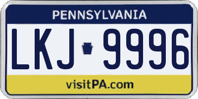 PA license plate LKJ9996