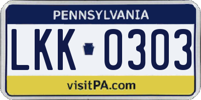 PA license plate LKK0303