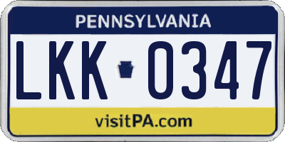 PA license plate LKK0347