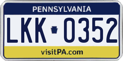 PA license plate LKK0352