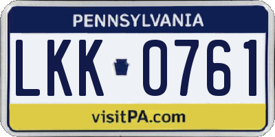 PA license plate LKK0761