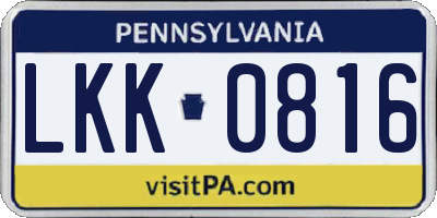 PA license plate LKK0816