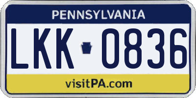 PA license plate LKK0836