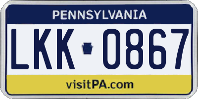 PA license plate LKK0867