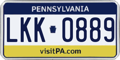 PA license plate LKK0889