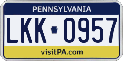 PA license plate LKK0957