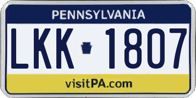 PA license plate LKK1807