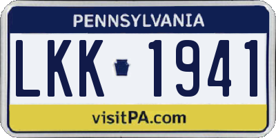PA license plate LKK1941