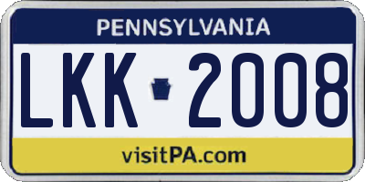 PA license plate LKK2008