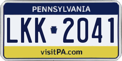 PA license plate LKK2041