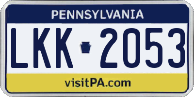 PA license plate LKK2053