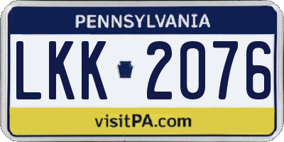 PA license plate LKK2076