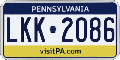 PA license plate LKK2086