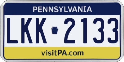 PA license plate LKK2133