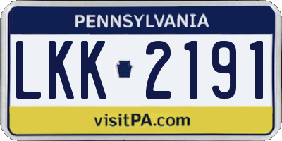PA license plate LKK2191