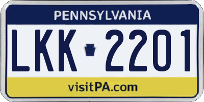 PA license plate LKK2201