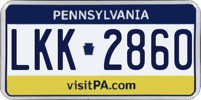 PA license plate LKK2860