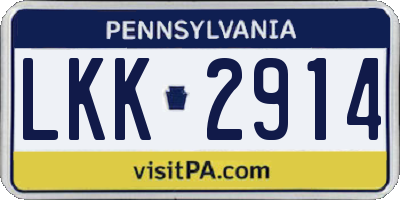 PA license plate LKK2914