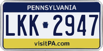 PA license plate LKK2947