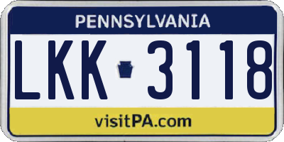 PA license plate LKK3118