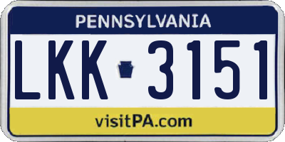 PA license plate LKK3151