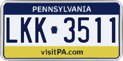 PA license plate LKK3511