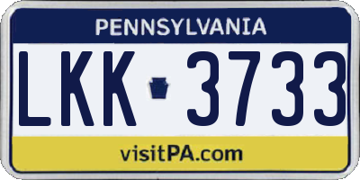 PA license plate LKK3733