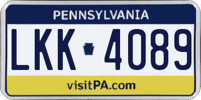 PA license plate LKK4089