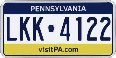 PA license plate LKK4122