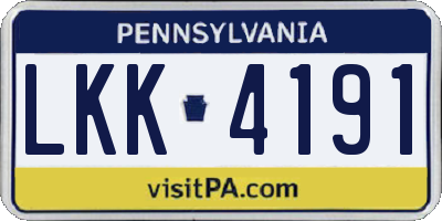 PA license plate LKK4191
