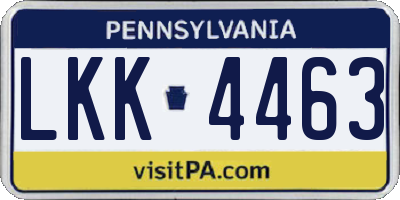 PA license plate LKK4463