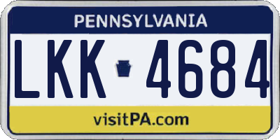 PA license plate LKK4684