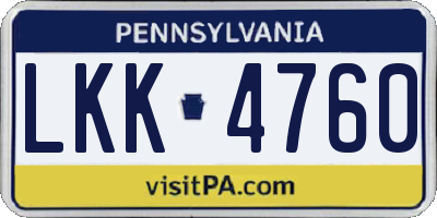 PA license plate LKK4760