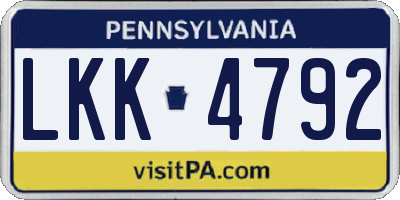 PA license plate LKK4792