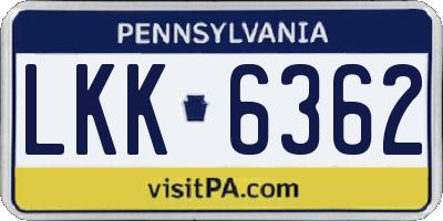 PA license plate LKK6362