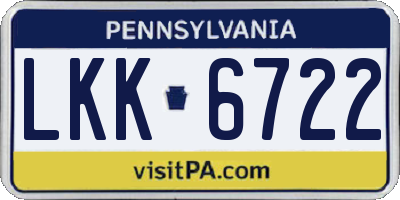 PA license plate LKK6722