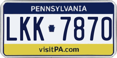 PA license plate LKK7870