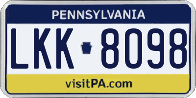 PA license plate LKK8098