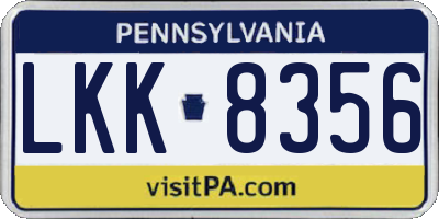 PA license plate LKK8356