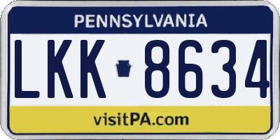 PA license plate LKK8634
