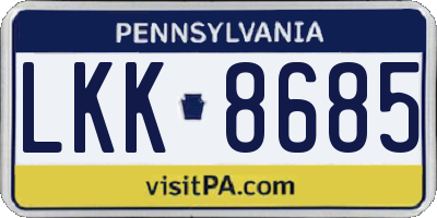 PA license plate LKK8685