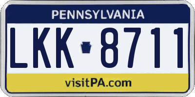 PA license plate LKK8711