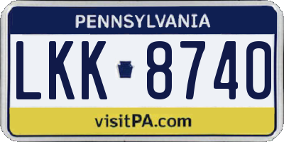 PA license plate LKK8740