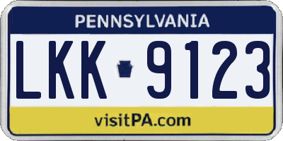 PA license plate LKK9123