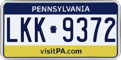 PA license plate LKK9372