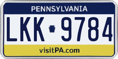 PA license plate LKK9784