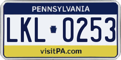 PA license plate LKL0253