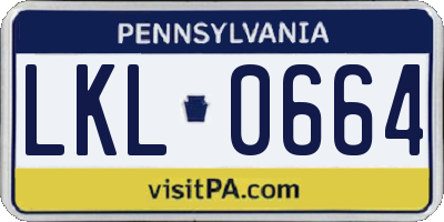 PA license plate LKL0664