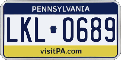 PA license plate LKL0689