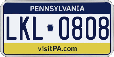 PA license plate LKL0808